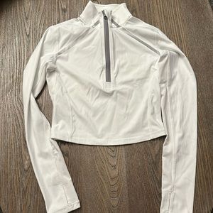 White Active Crop Zip Up Top